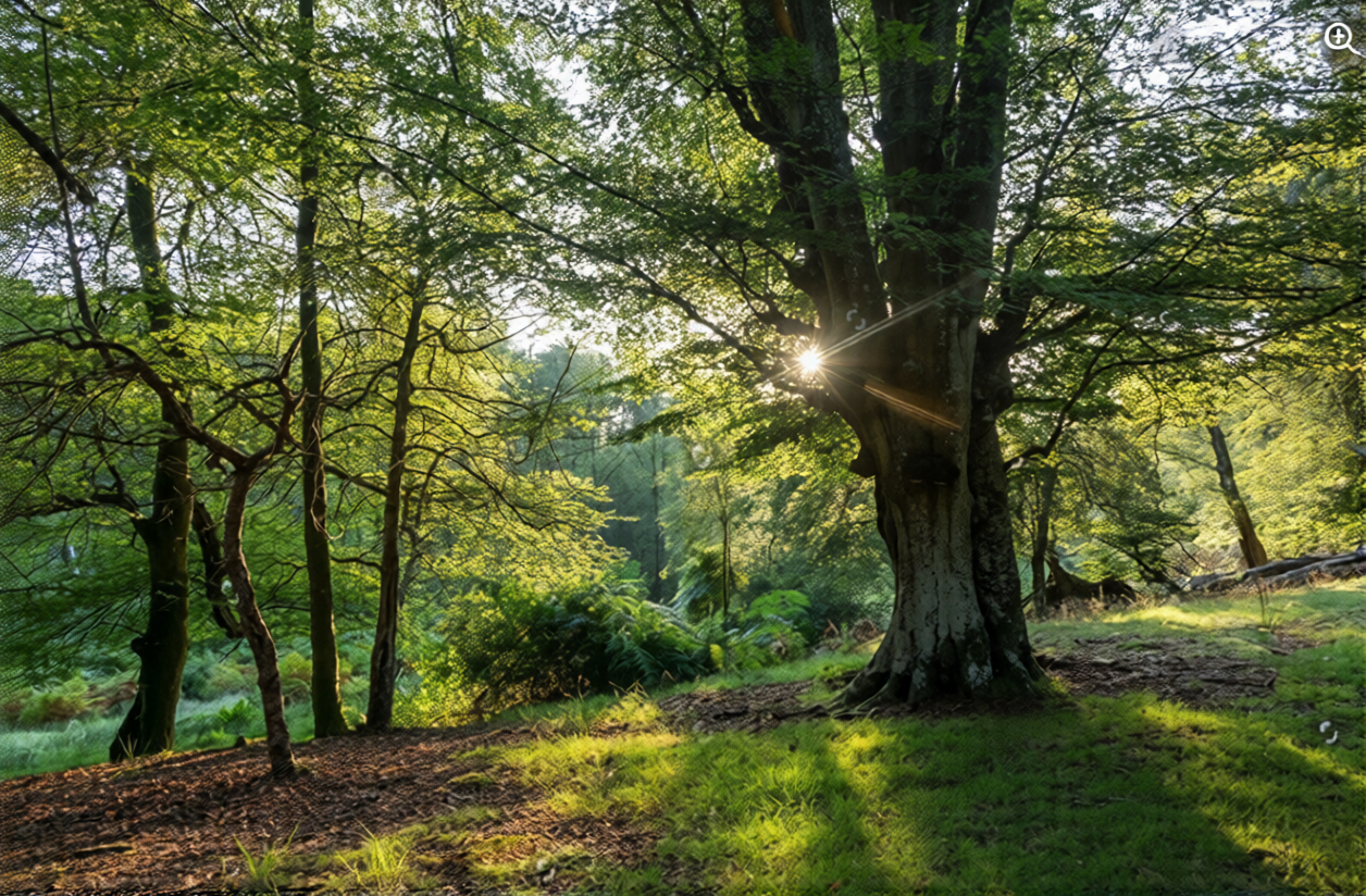 Woodland management and forest care scene